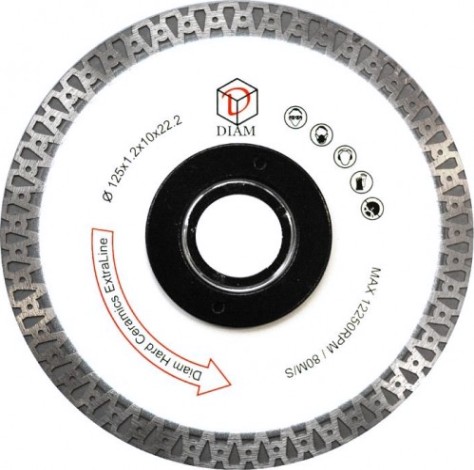 Алмазный диск для резки гранита DIAM Hard Ceramics Extra Line 125x1,2x10x22,2 (тонкий) [000526]