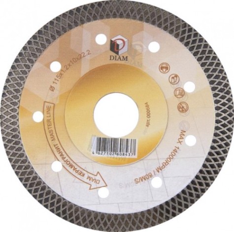 Алмазный диск для резки керамогранита DIAM Master Line 115x1,2x10x22,2 (тонкий) [000684]