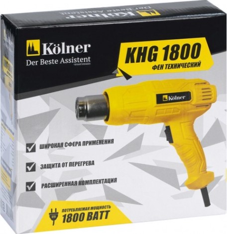 Фен строительный Kolner KHG 1800 с набором насадок [кн1800хг]