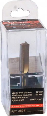 Фреза по дереву ЭНКОР ф 10 X25мм, по ДСП хв. 8 мм, по ДСП прямая [28011]