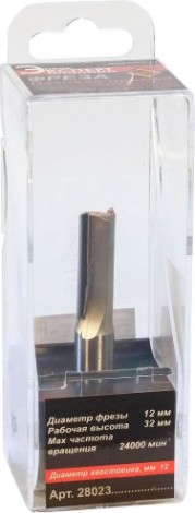Фреза по дереву ЭНКОР ф 12 X32мм, по ДСП хв. 12 мм, по ДСП прямая [28023]