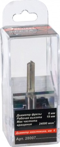 Фреза по дереву ЭНКОР ф 6 X19мм, по ДСП хв. 8 мм. прямая по дсп [28007]
