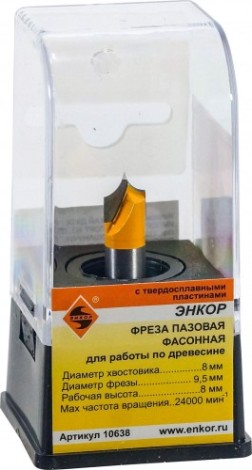 Фреза по дереву ЭНКОР ф10х8, r4, хв. 8мм фасонная [10638]