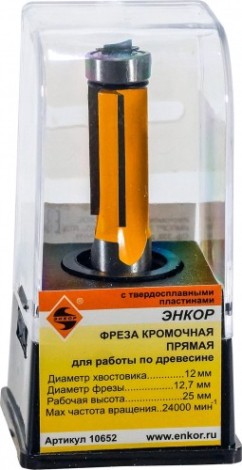 Фреза по дереву ЭНКОР ф12.7х25, хв. 12мм кромочная прямая [10652]