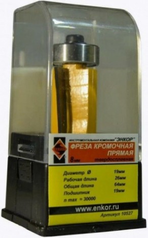 Фреза по дереву ЭНКОР ф19х25.6, хв. 8мм кромочная прямая [10527]