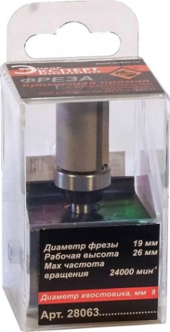 Фреза по дереву ЭНКОР ф19х26 хв. 8 мм, по ДСП кромочная прямая [28063]
