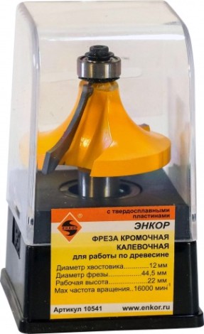 Фреза по дереву ЭНКОР ф44.5х22,r15.9, хв.12мм кромочная калевочная [10541]