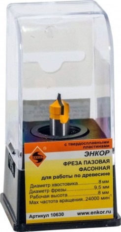 Фреза по дереву ЭНКОР ф9.5х8, r4, хв. 8мм фасонная [10630]