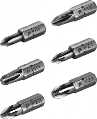 Набор бит ПРАКТИКА "Профи" 6шт PH1,2,3; PZ1,2,3x25мм [036-537]