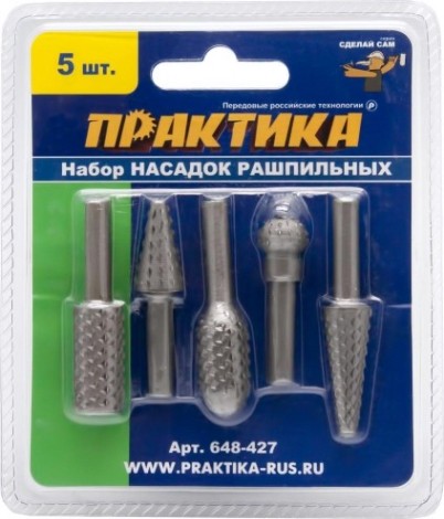 Набор бор-фрез по дереву ПРАКТИКА Сделай сам 5 шт, блистер [648-427]
