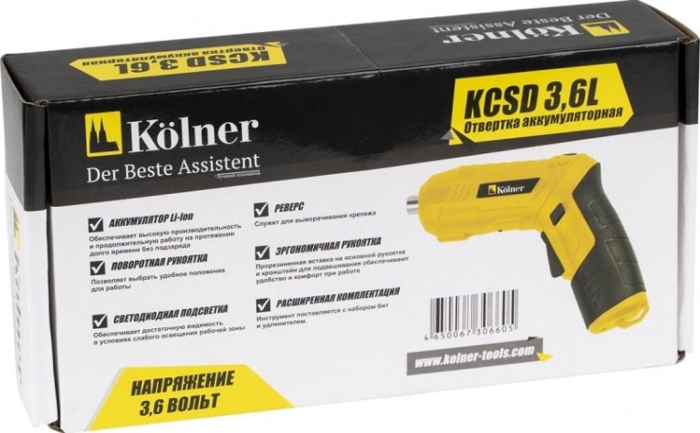 Отвертка аккумуляторная Kolner KCSD 3,6L [кн3,6лцсд]