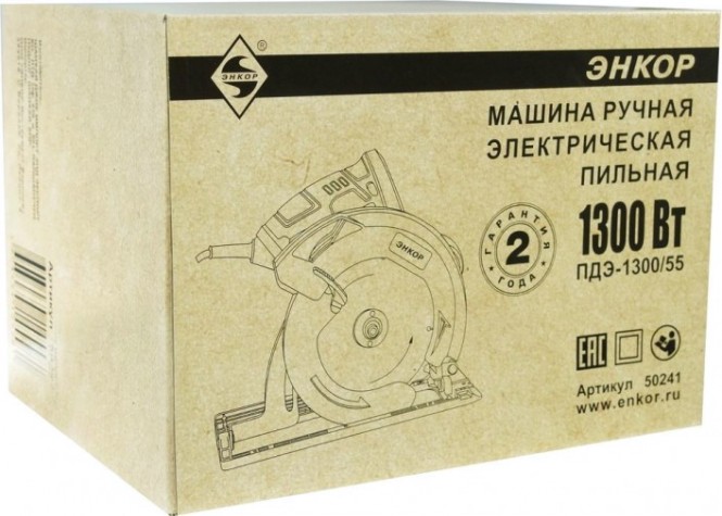 Пила циркулярная сетевая ЭНКОР ПДЭ-1300/55 [50241]